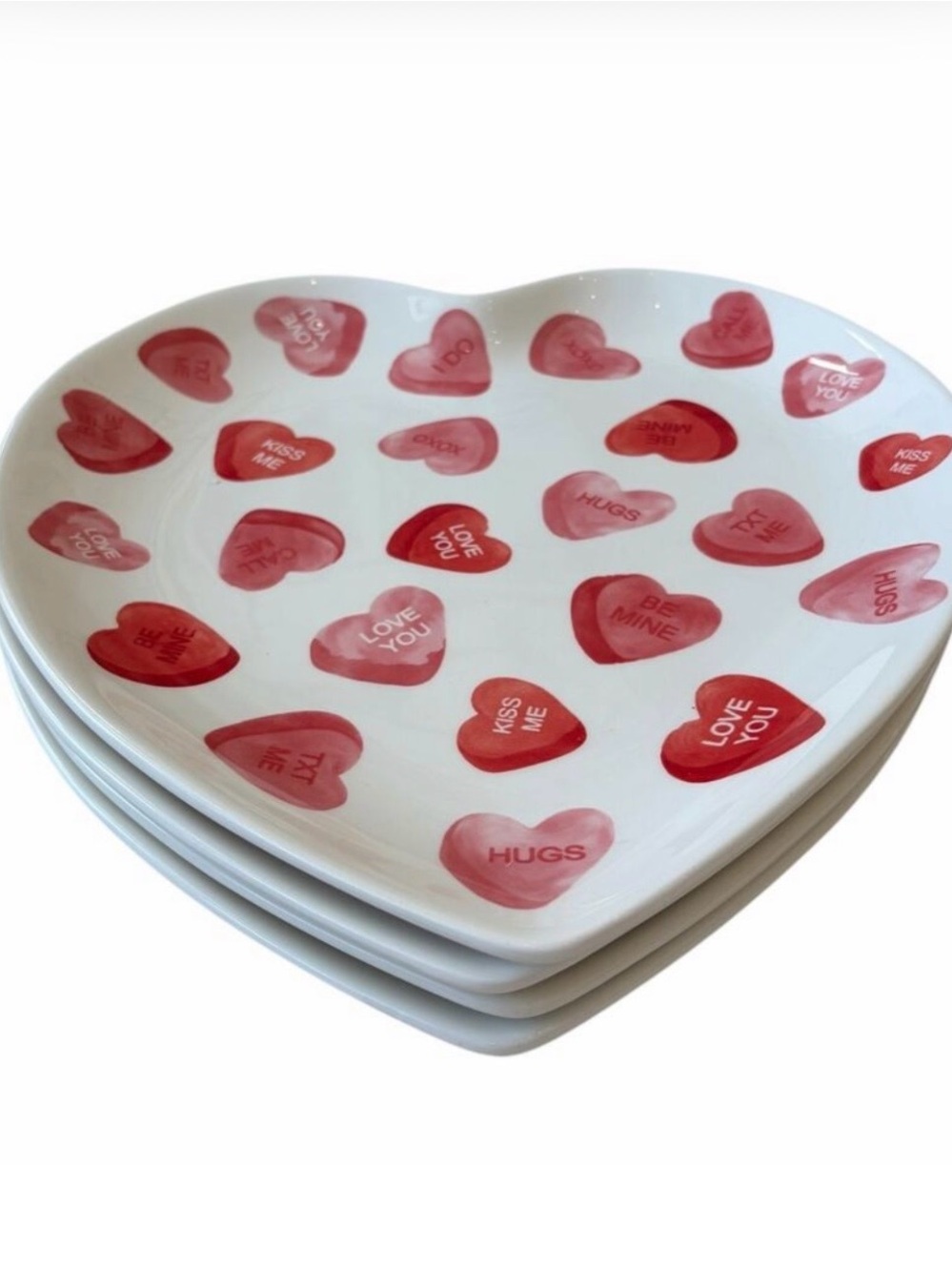 Conversation Hearts 8in Ceramic Plate Set NEW Valentine’s Plates